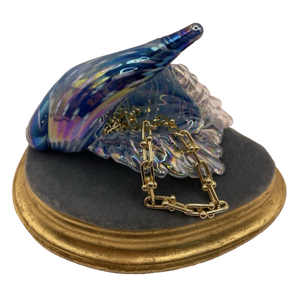 Iridescent Kevin Fulton Studio Art Glass Sea Shell Ocean Blue color-Signed - Picture 12 of 15